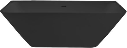Best Design Borgh half vrijstaand bad 180x85x55cm solid surface mat zwart