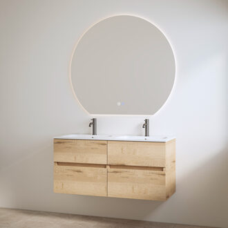 Best Design Duo Wastafel 2 Kraangaten met Onderkast Best Design Bora 120 cm Halifax Hout