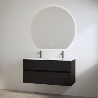 Best Design Duo Wastafel 2 Kraangaten met Onderkast Best Design Bora 120 cm Mat Zwart