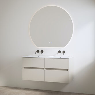 Best Design Duo Wastafel zonder Kraangaten met Onderkast Best Design Bora 120 cm Mat Taupe