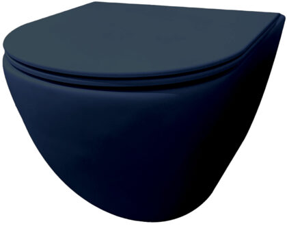 Best Design morrano-49-zonder-spoelrand wandcloset blinde bevestiging incl. zitting mat-donkerblauw donkerblauw mat 4016580