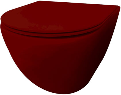 Best Design morrano-49-zonder-spoelrand wandcloset blinde bevestiging incl. zitting mat-donkerrood donkerrood mat 4016840