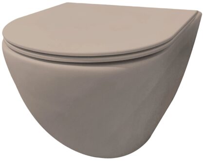 Best Design morrano-49-zonder-spoelrand wandcloset blinde bevestiging incl. zitting mat-khaki khaki mat 4016600
