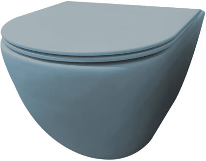 Best Design morrano-49-zonder-spoelrand wandcloset blinde bevestiging incl. zitting mat-lichtblauw lichtblauw mat 4016770