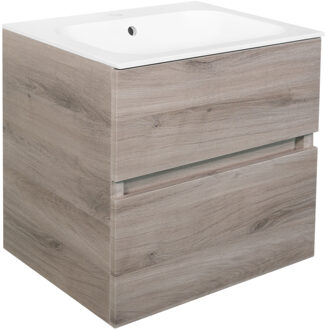 Best Design Onderkast Splash Grey Greeploos 60x56x47 cm 2 Softclose Laden Grijs Eiken