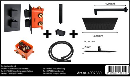 Best Design One Pack inbouw regendoucheset Stylmo Nero M 300 mat zwart