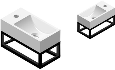 Best Design R-line fontein met kraangat links en rechts wit inclusief zwart frame