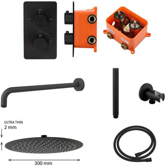 Best Design Regendouche inbouw "Lacora-Nero M-300" mat-zwart inclusief inbouwbox