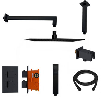Best Design Regendoucheset Best Design Nero Vierkant Thermostatische Inbouwset Mat Zwart