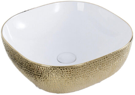 Best Design Royal opbouw waskom vierkant 42.5x42.5cm goud 4012190 Goud gemêleerd