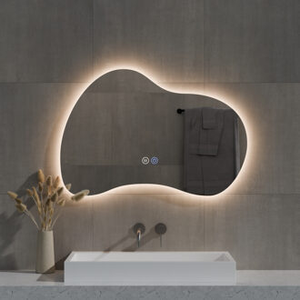 Best Design Spiegel Best Design Strange Organisch 120x70 cm Incl. Spiegelverwarming & Dimare LED Verlichting