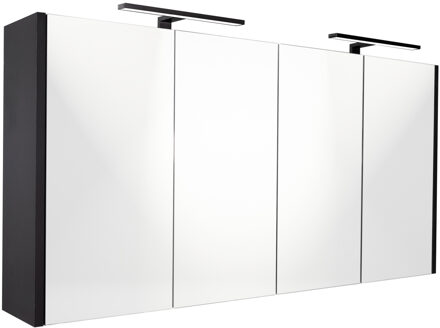 Best Design Spiegelkast Best Design Happy Black Incl. LED verlichting 120x60 cm Mat Zwart