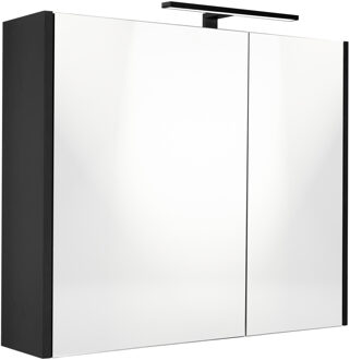 Best Design Spiegelkast Best Design Happy Black Incl. LED verlichting 60x60 cm Mat Zwart