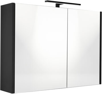 Best Design Spiegelkast Best Design Happy Black Incl. LED verlichting 80x60 cm Mat Zwart