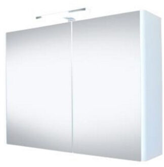 Best Design Spiegelkast Happy 100x60x18cm MDF Hoogglans Wit LED Verlichting Stopcontact