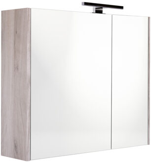 Best Design Spiegelkast Happy Grey Incl. LED verlichting 60x60 cm Grijs Eiken