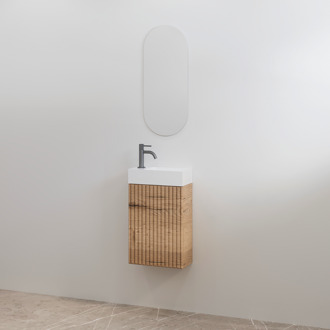 Best Design Toiletmeubelset Geribbeld Best-Design Mali Halifax Onderkast + Wit Fontein Halifax Oak