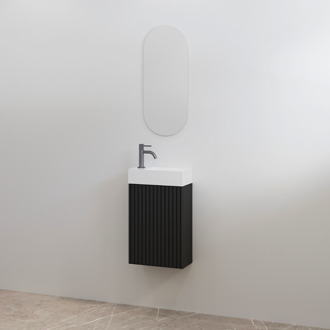 Best Design Toiletmeubelset Geribbeld Best-Design Mali Zwart Onderkast + Wit Fontein