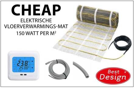 Best Design Vloerverwarming Cheap elektrisch 8,0 m2 mat. incl. digitaal thermostaat