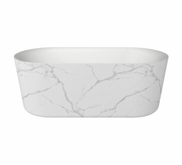 Best Design Vrijstaand Ligbad Best Design Bianco Marble 179x85x60cm Mat Marmerlook Wit Incl. Waste Mat Wit