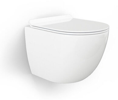 Best Design Wandcloset Best Design Lavina Rimless 49 cm Inclusief Zitting Glans Wit