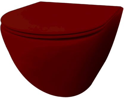 Best Design Wandcloset Morrano Rimfree Blinde Bevestiging incl Zitting Mat Donkerrood