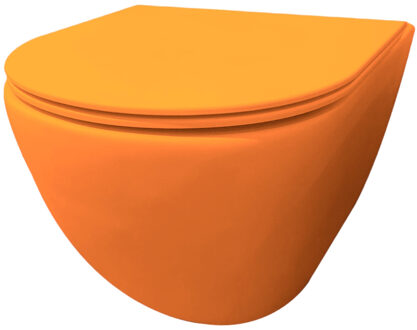 Best Design Wandcloset Morrano Rimfree Blinde Bevestiging incl Zitting Mat Oranje