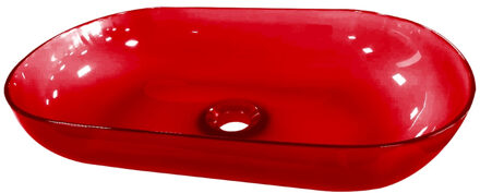 Best Design Waskom Best Design Opbouw 54x34x12 cm Resin Transparant Rood