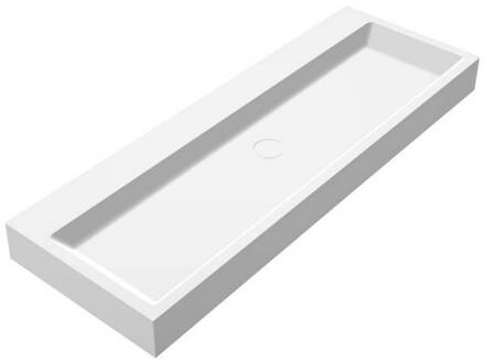 Best Design Wastafel Hangend Opera-120 Rechthoek 120x42x10cm Solid Surface Mat Wit Zonder Kraangat