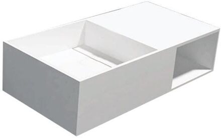 Best Design Wastafel Hangend QWEE-80 Rechthoek 80x40x20cm Solid Surface Glans Wit Zonder Kraangat