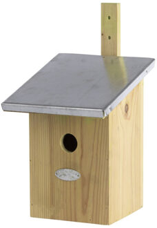 Best for Birds 1x Vurenhouten vogelhuisjes/vogelhuizen 33 cm met spiegel dak - Vogelhuisjes Bruin