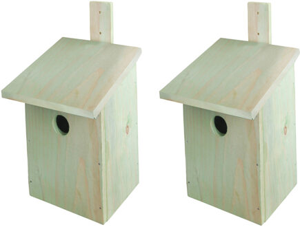 Best for Birds 2x Stuks doe-het-zelf houten vogelhuisjes/nestkasten 23 cm - Vogelhuisjes Bruin