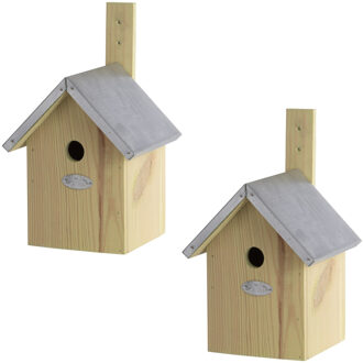 Best for Birds 2x Vogelhuisjes/nestkasten pimpelmees 32 cm - Vogelhuisjes Bruin