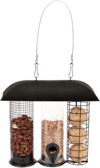 Best for Birds Metalen drie-in-een voedersilo zwart 24 cm