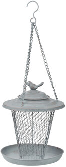 Best for Birds Metalen vogel voedersilo/voederkooi grijs met opvangschotel 27 cm