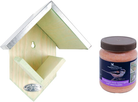 Best for Birds Pindakaas met ophang voor tuinvogels pakket - 1x pot extra bosvruchten voer - diverse vogels voeren