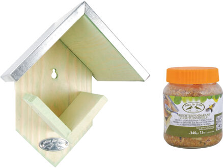 Best for Birds Pindakaas met ophang voor tuinvogels pakket - 1x pot vruchten voer - diverse soorten vogels voeren