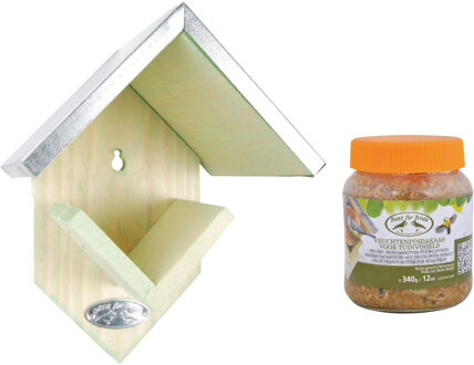 Best for Birds Pindakaas met ophang voor tuinvogels set - 2x pot extra vruchten voer - diverse soort vogels voeren