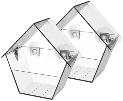 Best for Birds Set van 2x stuks vogel raam voedersilos transparant 15 cm - Vogelvoederhuisjes