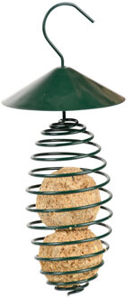 Best for Birds Vogel vetbolhouder met dak - groen - metaal - 25 cm - Vogel voedersilo