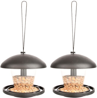 Best for Birds Vogel voedersilo - 2x stuks - 16 cm - aan hanger - kunststof - Voederbak / voederschaal