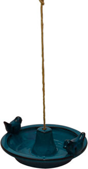 Best for Birds Vogelbad/voederschaal - blauw - keramiek - 30 x 27 x 10 cm - drink/eet schaal