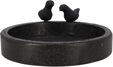 Best for Birds Vogelbad/voederschaal rond - zwart - graniet - D33 cm - drinkschaal voor tuinvogels