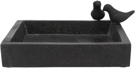 Best for Birds Vogelbad/voederschaal vierkant - zwart - graniet - 32 x 32 cm - drinkschaal voor tuinvogels