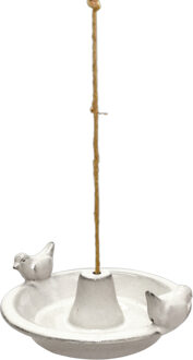 Best for Birds Vogelbad/voederschaal - wit - keramiek - 30 x 27 x 10 cm - drink/eet schaal