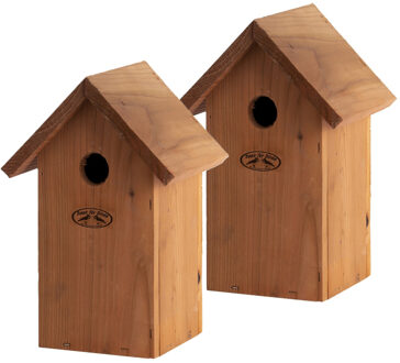 Best for Birds Vogelhuisje/nestkastje tuinvogels - 2x - pimpelmees - hout - 25.7 cm