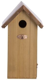 Best for Birds Vogelhuisjes/nestkastje koolmees koperen dak 30 cm met kijkluik - Vogelhuisjes Bruin