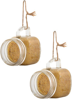 Best for Birds Vogelpindakaas - 2x stuks - in een glazen tuinmok - vogelvoer