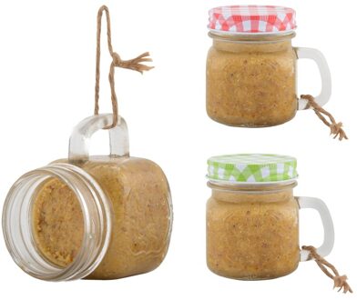 Best for Birds Vogelpindakaas in een glazen tuinmok - Vogelvoer Bruin