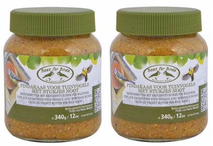 Best for Birds Vogelvoer - 2x - pindakaas - met stukjes noot - 340 gram - in pot